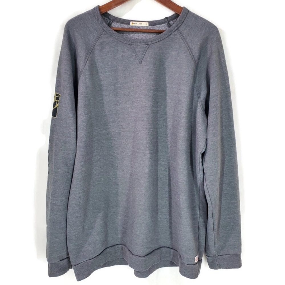 Marine Layer Sweatshirt Womens XL Gray Crewneck SOFT Fleece Pullover BET MGM